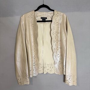 C CONCEPT Soft Pearl jacket laser cut Size 10 Boho‎ Western 100% genuine leather